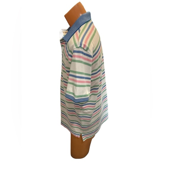 IZOD Advantage Performance Pastel Stripe White Short Sleeve Polo Shirt Men's XL. - Picture 6 of 11